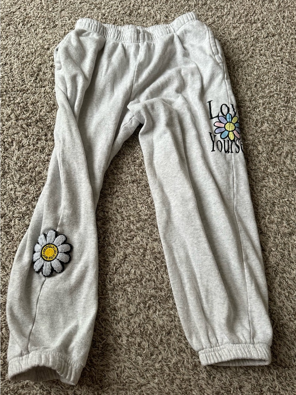 Woman’s Gray 'Love Yourself' Daisy Sweatpants